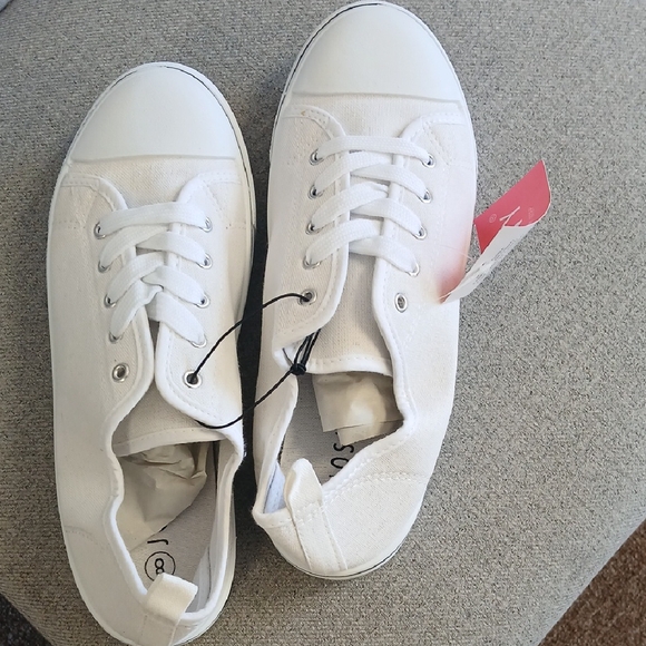 Classic White Lace-Up Women's Sneakers - Picture 1 of 16